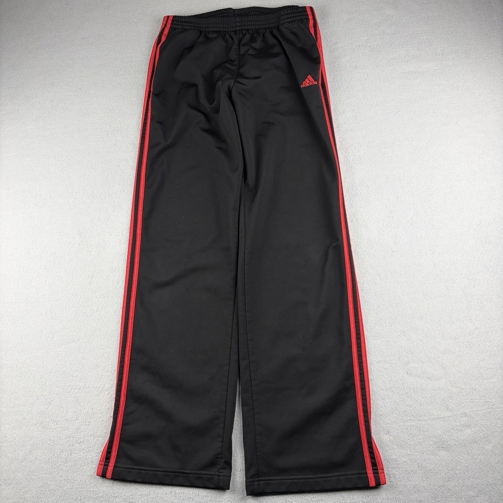 Vintage 2001 adidas 3 Stripe Track Pants Men's Medium Black Red Y2K Wide Leg